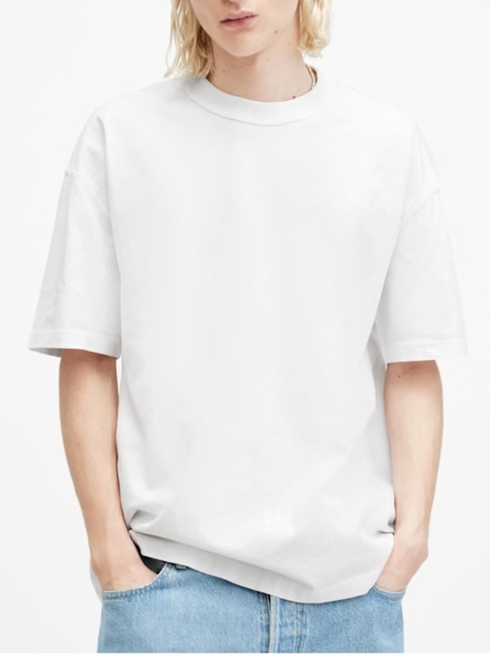 AllSaints Isac Oversized Crew T-Shirt size Medium M color : Eggshell
